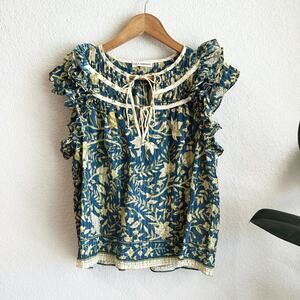 Ulla Johnson Womens Peasant Top Size 8 Ruffle Floral Boho Cottage Romantic